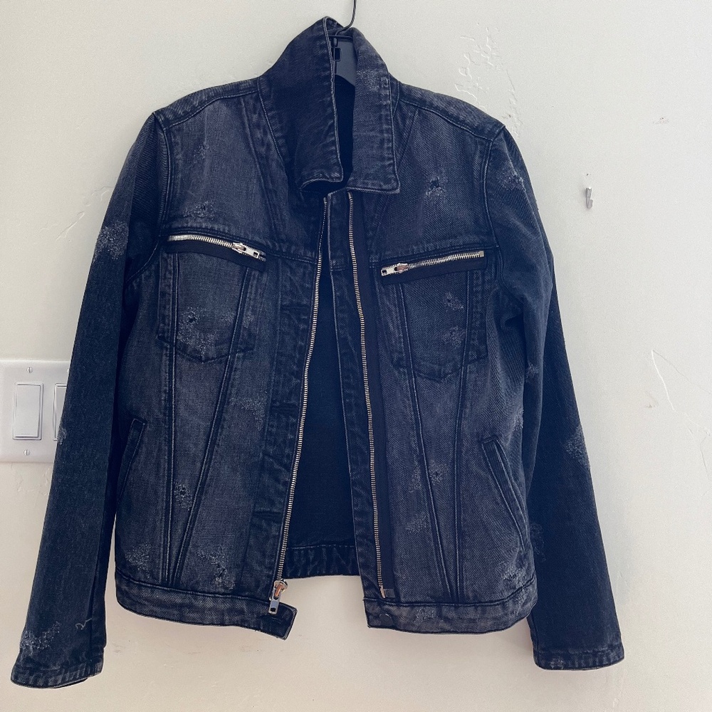 RtA distressed black denim jacket size m